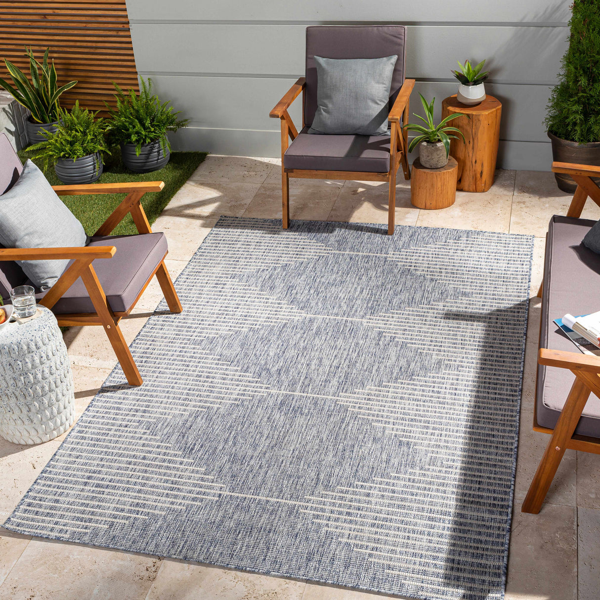 Tapis d'extérieur bleu Stephan