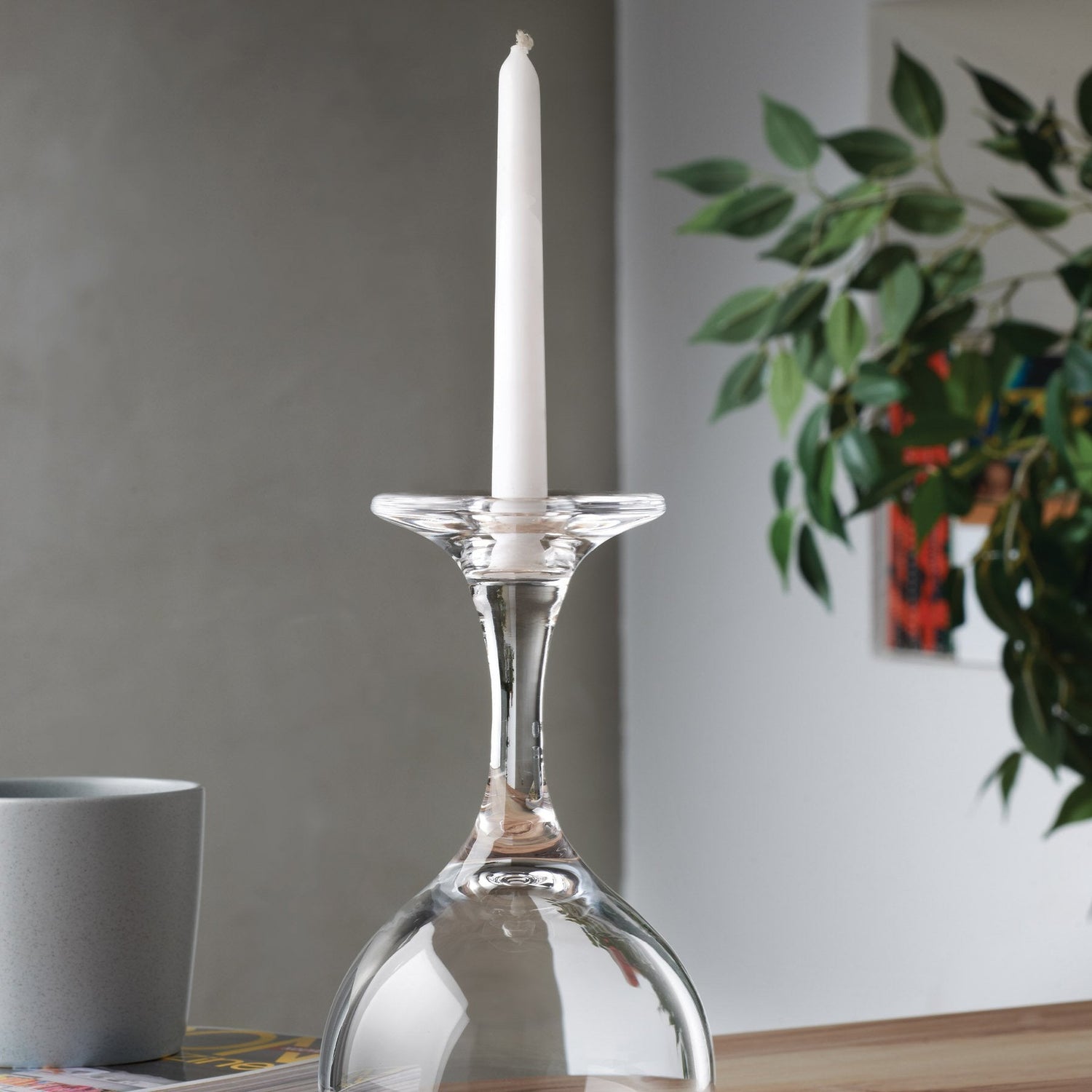 Look Down Candle Holder in Wine Glass Shape