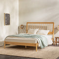 Cama Mid-Century Modern Solid Wood Spindle Bedframe