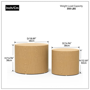 Walker Edison | Oak Veneer Nesting Side Table Set
