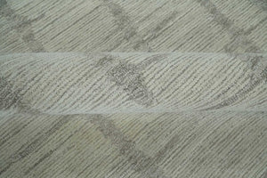 Earthy Modern Stripes Design Custom Made Ivory, Silver and Gray Hand Tufted Rug