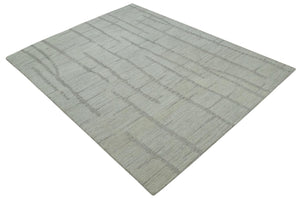 Earthy Modern Stripes Design Custom Made Ivory, Silver and Gray Hand Tufted Rug