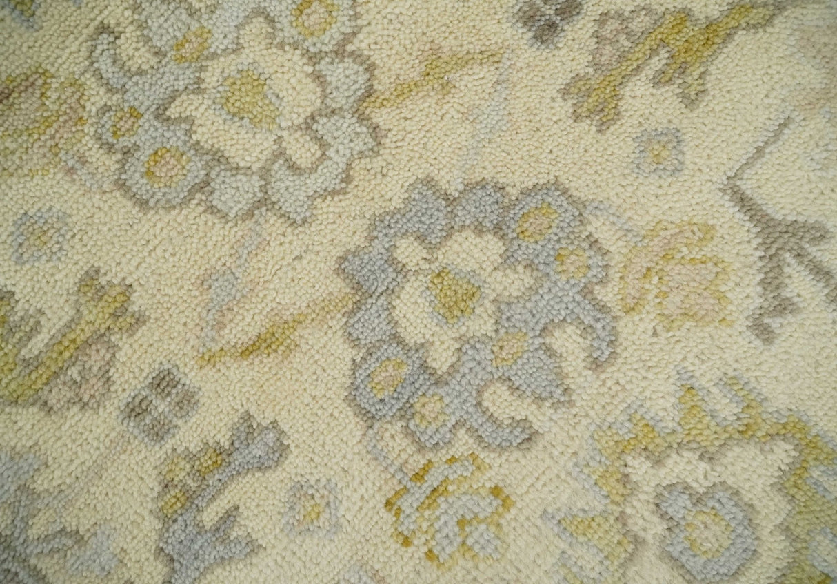 Earthy Neutral Traditional Beige and Silver Antique Style Hand knotted Wool Area Rug, Kids, Living Room and Bedroom Rug