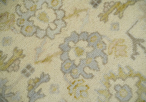 Earthy Neutral Traditional Beige and Silver Antique Style Hand knotted Wool Area Rug, Kids, Living Room and Bedroom Rug