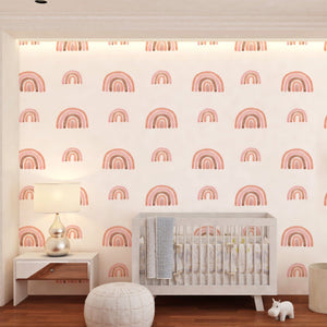 Pastel Boho Rainbow Peel and Stick Wallpaper | Girls Room Wall Decor