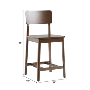 Minimalist Solid Wood Counter Stool, Set of 2