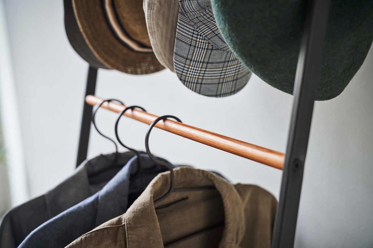 Coat Rack with Hat Storage (66" H)  - Steel + Wood
