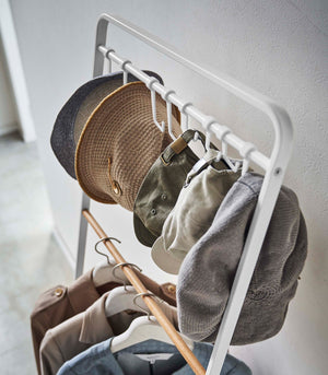 Coat Rack with Hat Storage (66" H)  - Steel + Wood