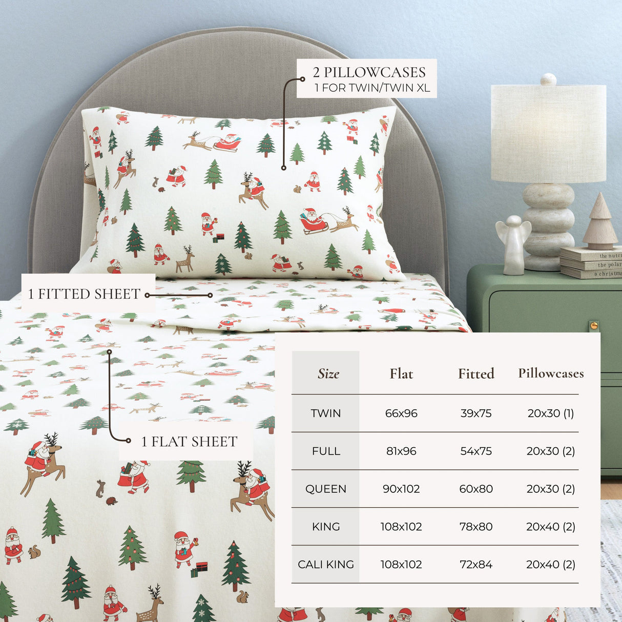 4-Piece Turkish Cotton Christmas Flannel Sheet - Whittaker Collection
