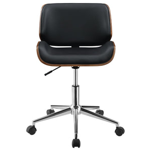 Walker Edison | Faux Leather with Wood Swivel Office Chair