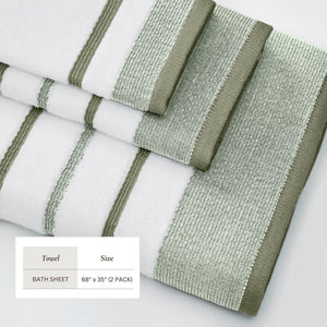 Decorative Cotton Stripe Bath Towel Set - Noelle Collection