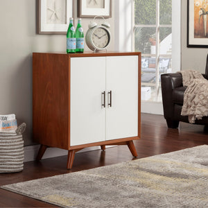 Flynn Small Bar Cabinet, Chestnut/White