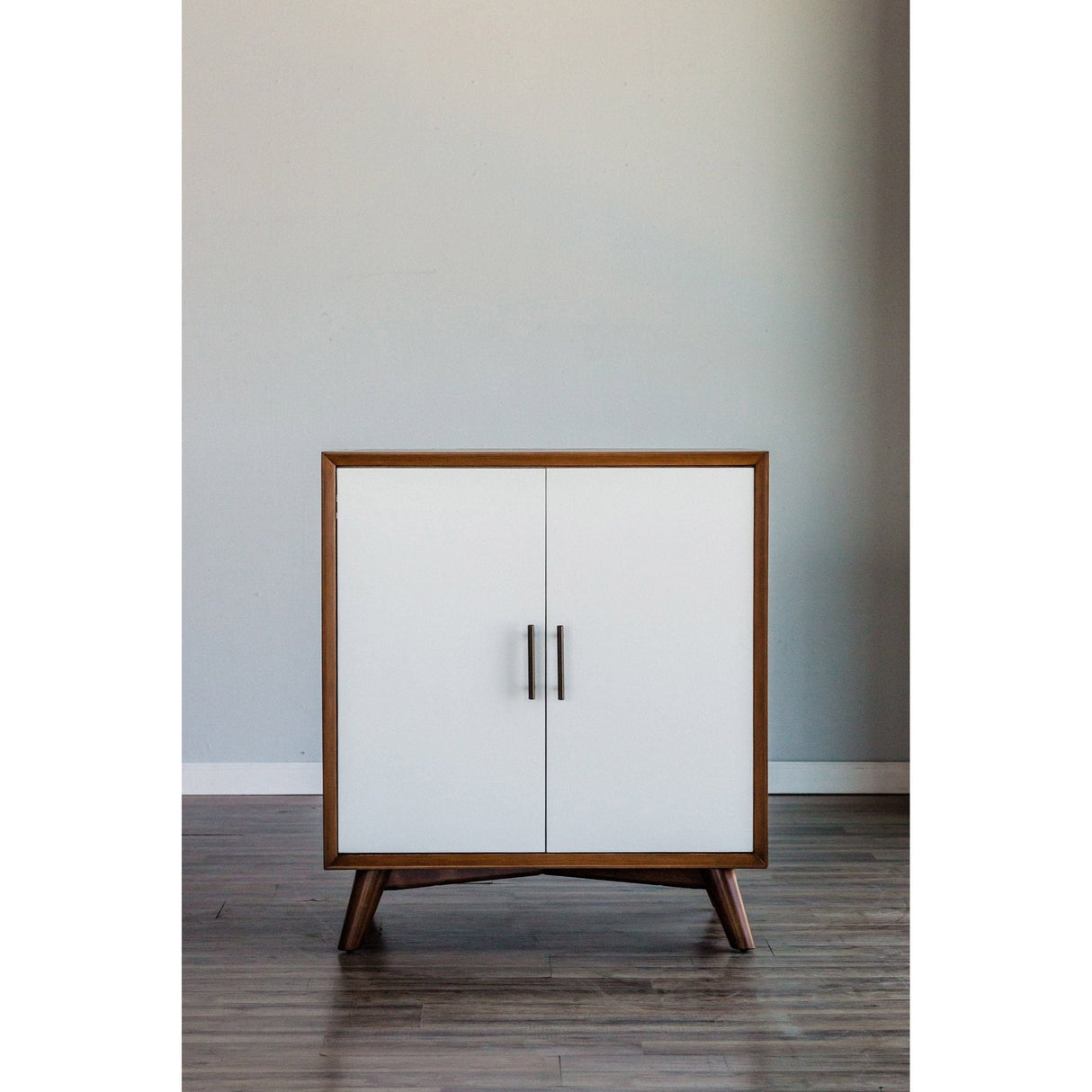 Flynn Small Bar Cabinet, Chestnut/White
