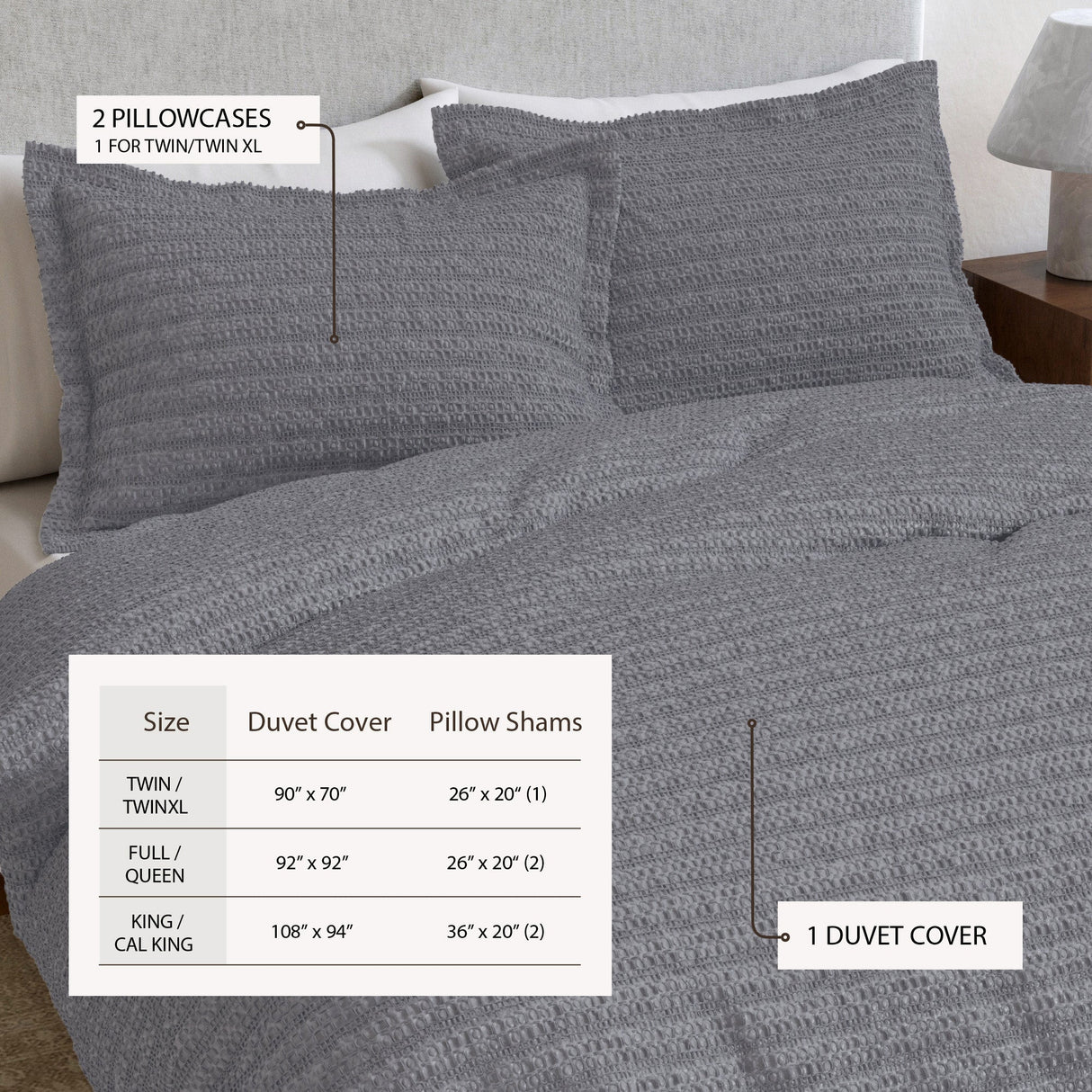 100% Cotton Honeycomb Waffle Duvet Set - Mattea Collection
