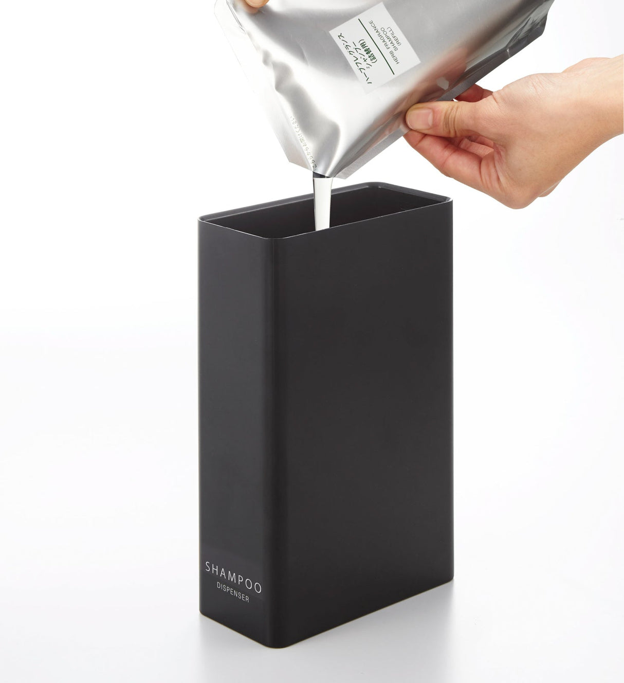 Ensemble distributeur rectangulaire : shampoing, après-shampoing et savon pour le corps