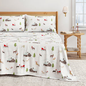 4-Piece Turkish Cotton Christmas Flannel Sheet - Whittaker Collection
