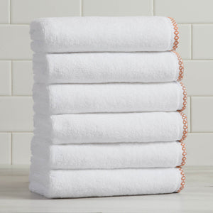 Cotton Border-Stitched 6-Piece Towel Set - Valery Collection