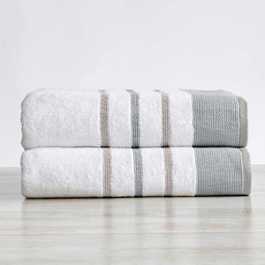 Decorative Cotton Stripe Bath Towel Set - Noelle Collection