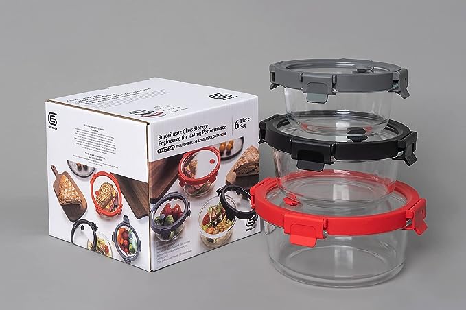 Glass Containers & Lids - Round
