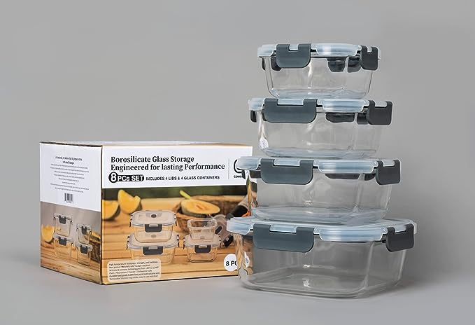 Square Glass Containers - Set of 4