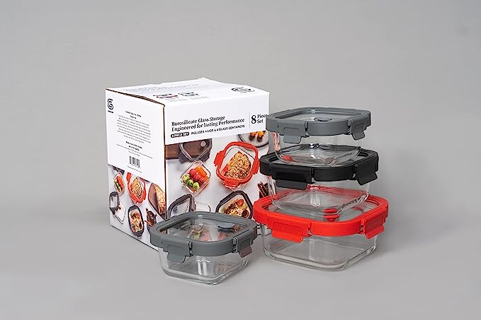 Glass Containers & Lids - Square