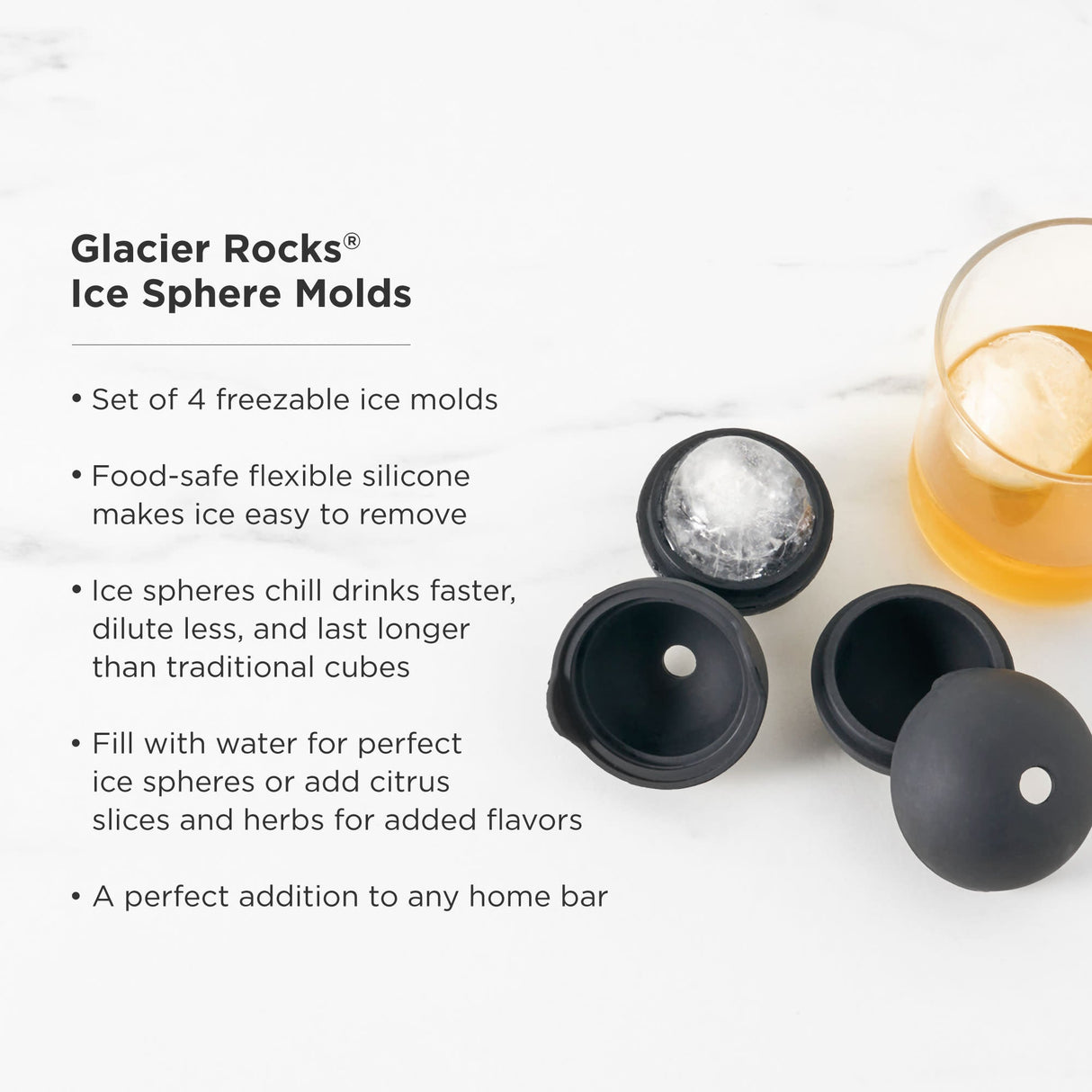 Glacier Ice Sphere Molds Set of 4