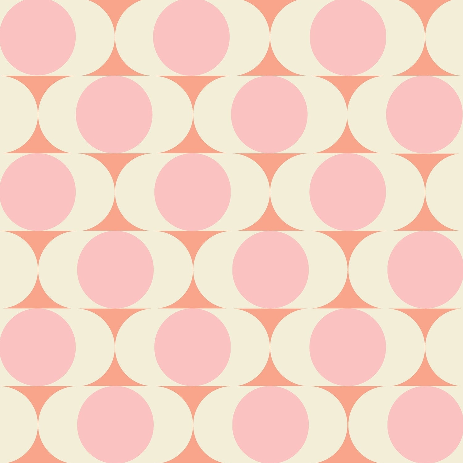 Mid Century Modern Wallpaper - Retro Pink and Peach Circles