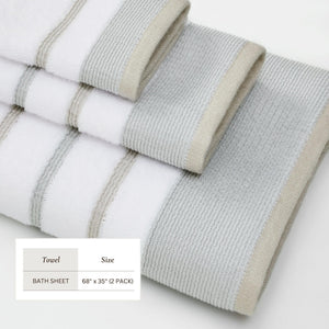 Decorative Cotton Stripe Bath Towel Set - Noelle Collection