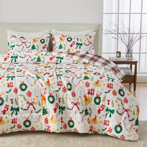 Reversible Christmas Comforter and Sham Set - Holiday / Lodge Odette Collection
