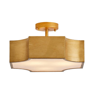 3-Light Vintage Golden LED Semi Flush Mount Light for Entrance, Closet, Kitchen