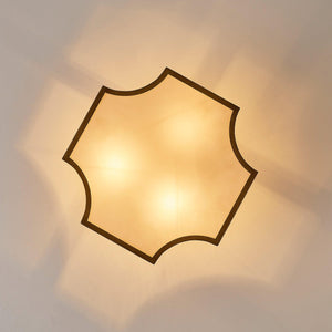 3-Light Vintage Golden LED Semi Flush Mount Light for Entrance, Closet, Kitchen
