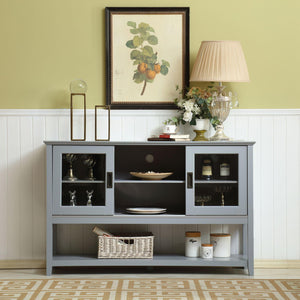 Gray MDF Console Cabinet with Sliding Door