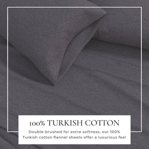 4 Piece Heathered Solid Cotton Blend Flannel Sheet Set - Anders Collection