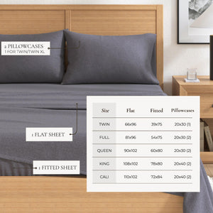 4 Piece Heathered Solid Cotton Blend Flannel Sheet Set - Anders Collection