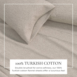 4 Piece Heathered Solid Cotton Blend Flannel Sheet Set - Anders Collection