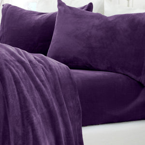 4-Piece Solid Jewel-Toned Plush Sheet - Velvet Luxe Collection