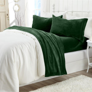4-Piece Solid Jewel-Toned Plush Sheet - Velvet Luxe Collection