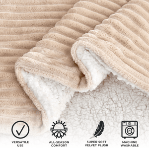 Ribbed Sherpa Throw Blanket - Corduroy Collection