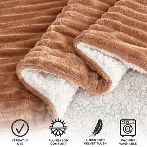 Ribbed Sherpa Throw Blanket - Corduroy Collection
