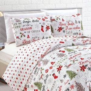 Holiday 3 Piece Quilt Set - Carol Collection