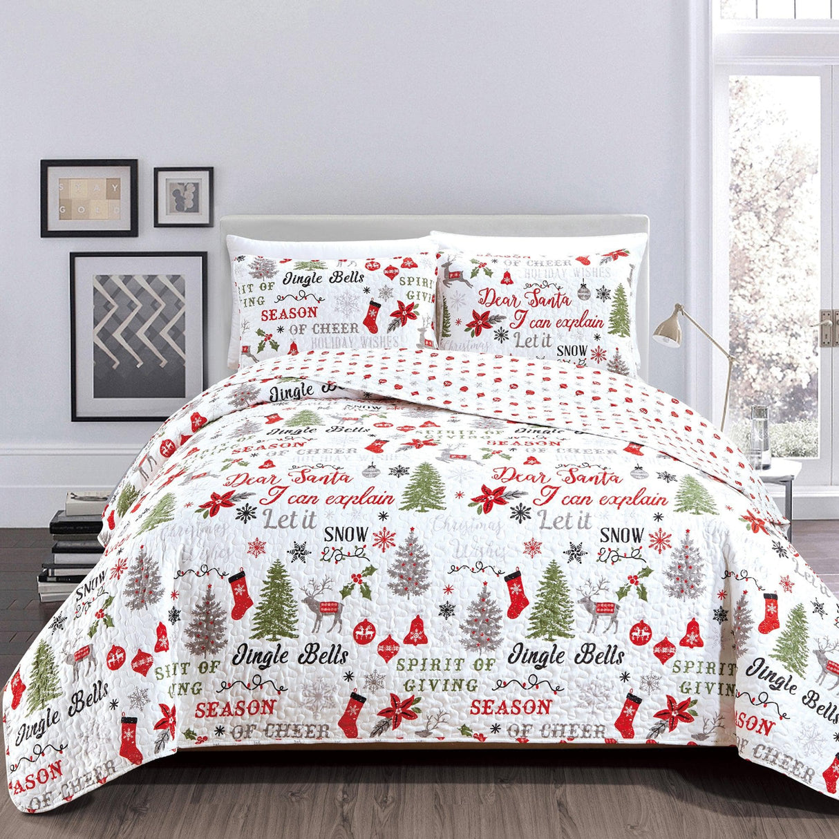 Holiday 3 Piece Quilt Set - Carol Collection