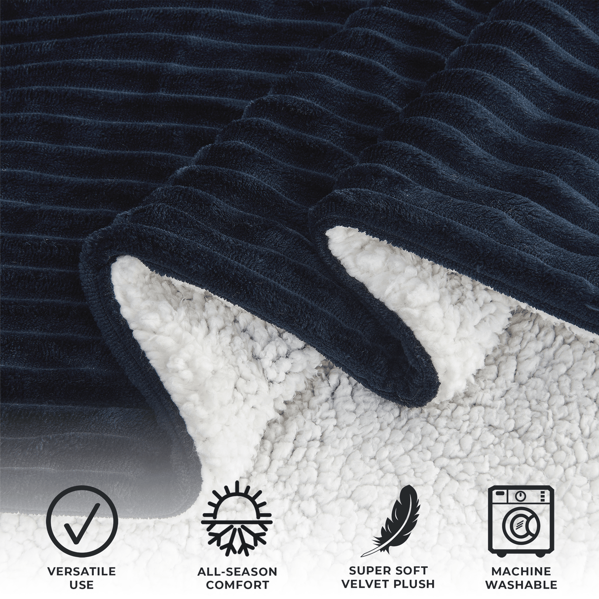 Ribbed Sherpa Throw Blanket - Corduroy Collection