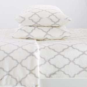 4-Piece Printed Plush Sheet - Velvet Luxe Lattice Collection