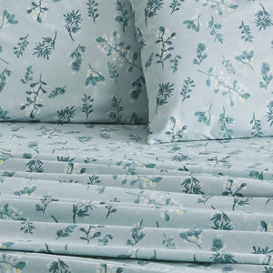 4 Piece Watercolor Floral Microfiber Sheet - Delia Collection
