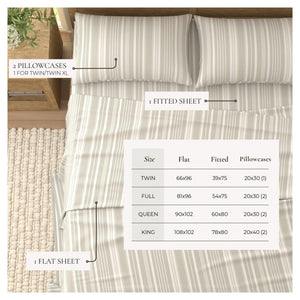 4-Piece Striped Microfiber Sheet Set - Elouise Collection