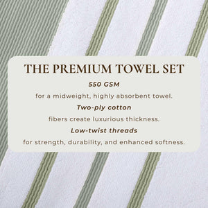 Decorative Cotton Stripe Bath Towel Set - Noelle Collection