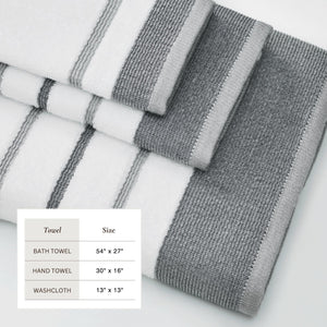 Decorative Cotton Stripe Bath Towel Set - Noelle Collection