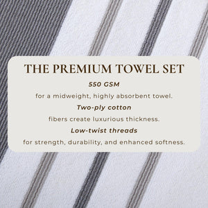 Decorative Cotton Stripe Bath Towel Set - Noelle Collection