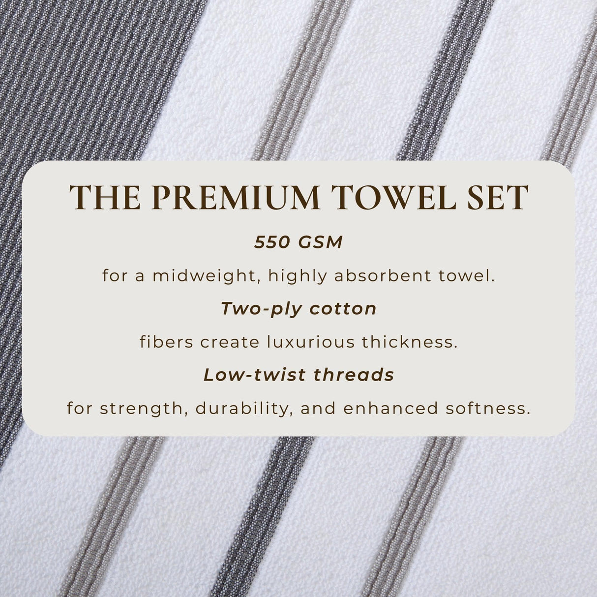 Decorative Cotton Stripe Bath Towel Set - Noelle Collection