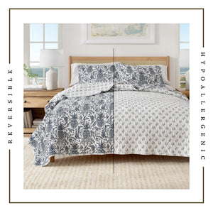 Coastal Printed Cotton Quilt Set - Bernice Collection